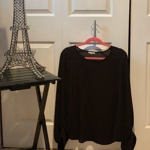 Pleione long sleeve black top